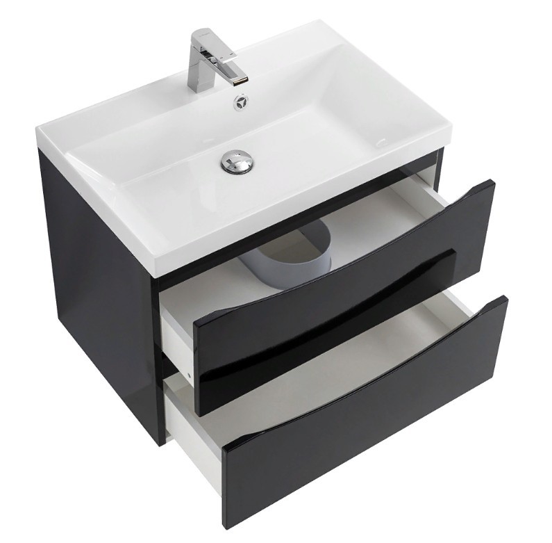 Приобрести тумба подвесная с раковиной belbagno marino-600-2c-so-nl-p 60 см, nero lucido
