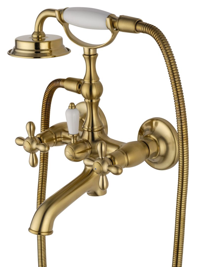 Приобрести смеситель для ванны с душем wonzon & woghand retro, брашированное золото (ww-88639020-bg)