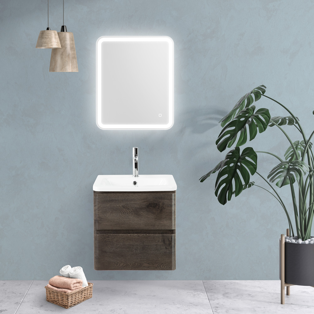 Приобрести belbagno тумба с раковиной albano-cer 50 см, подвесная rovere nature grigio, белая раковина