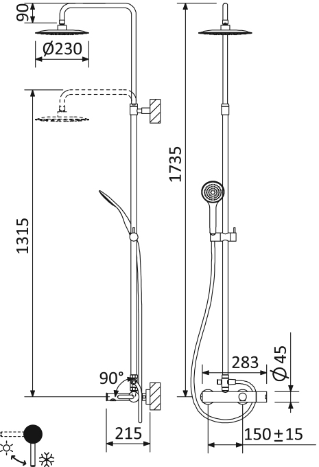 Приобрести cezares душевая стойка leaf-cvda-23-01