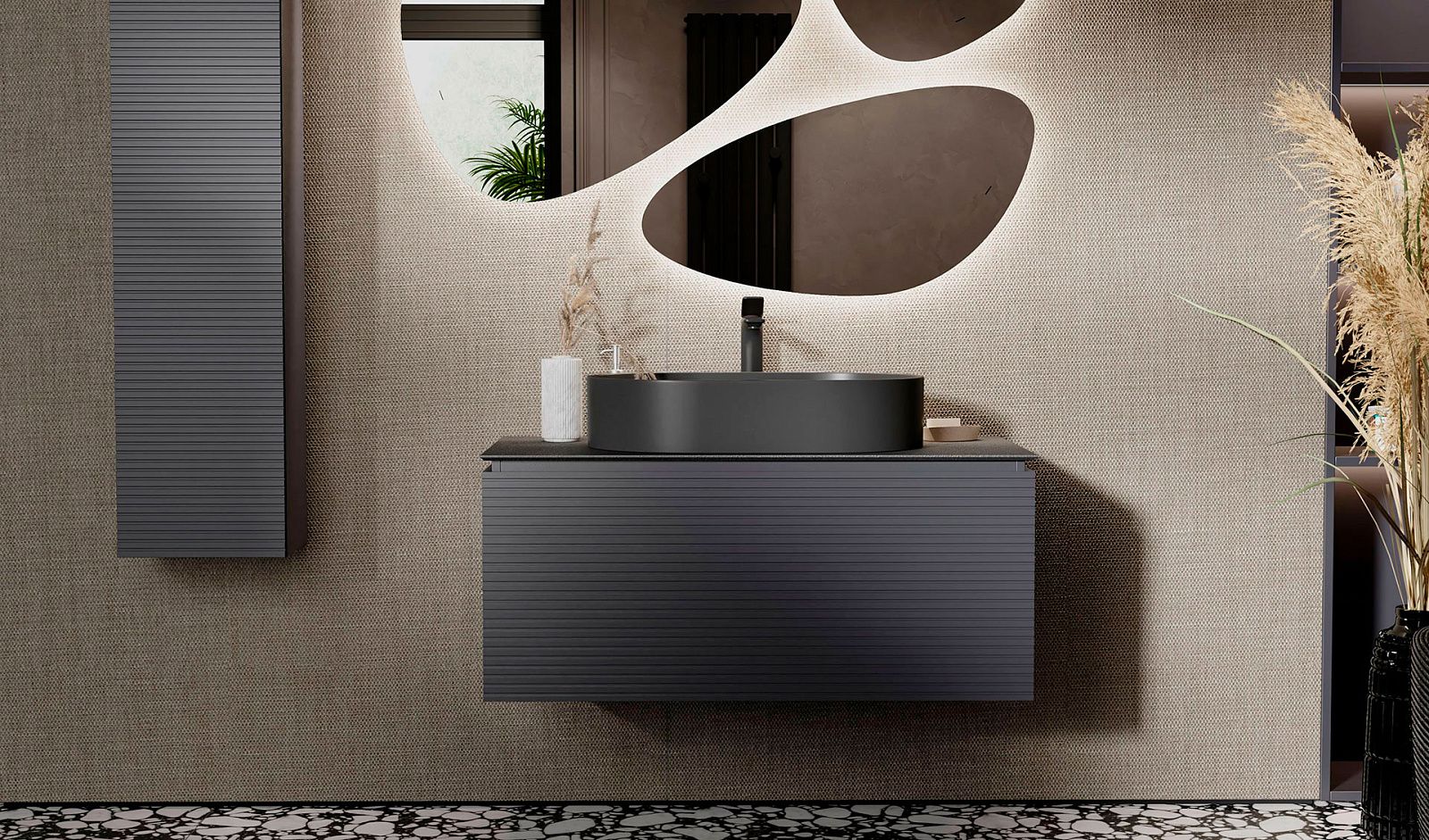 Приобрести jorno тумба подвесная stone 100 см со столешницей, антрацит