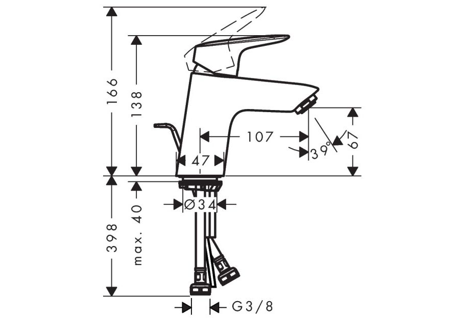 Приобрести 71070000 logis смеситель для раковины 70, однорычажный c донным клапаном