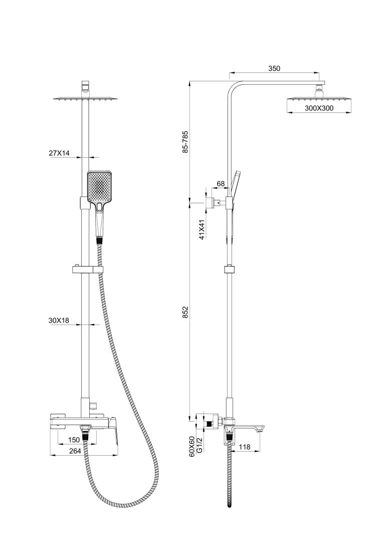 Приобрести душевая система wonzon & woghand diamond, хром (ww-88739011-cr)