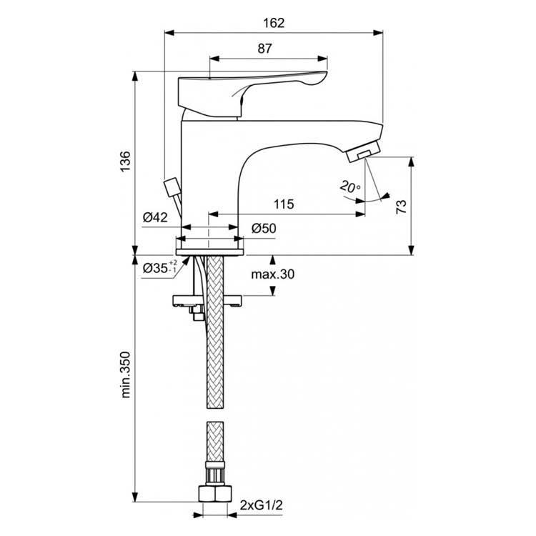Приобрести ba413aa vidima wave смеситель для умывальника, система облегченного монтажа easy fix, литой излив 115