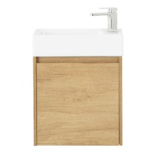 BelBagno Тумба с раковиной KRAFT MINI 50 см, подвесная Rovere Nebrasca Nature левосторонняя, белая раковина