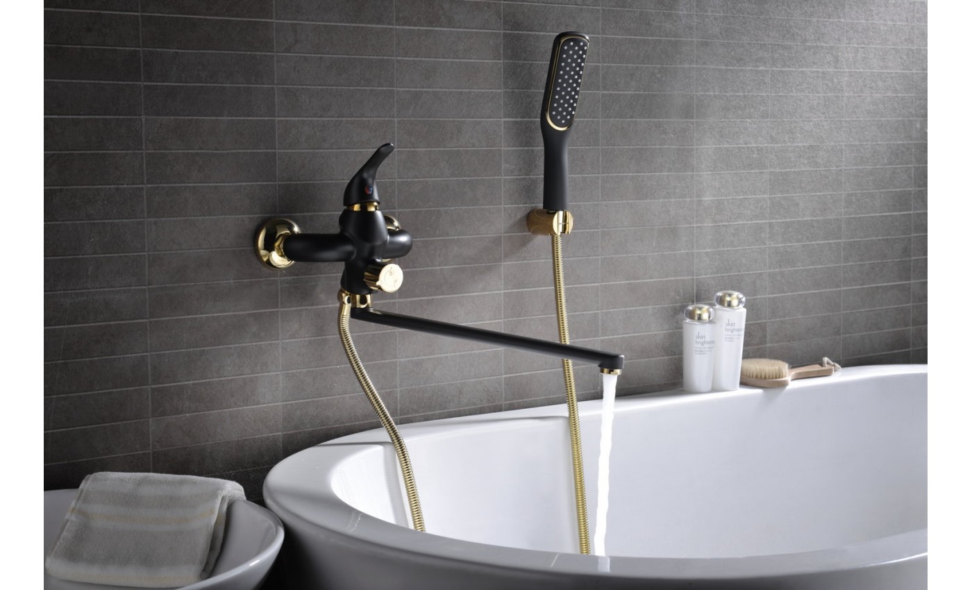 Приобрести lemark смеситель для ванны swan, черный\золото lm5451bg
