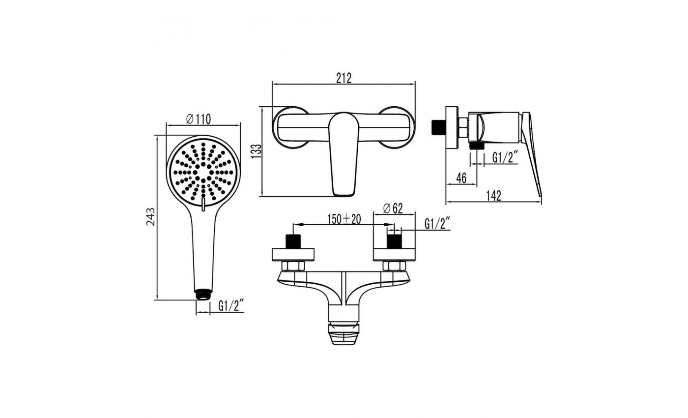 Приобрести lemark смеситель для душа bronx, графит lm3703gm
