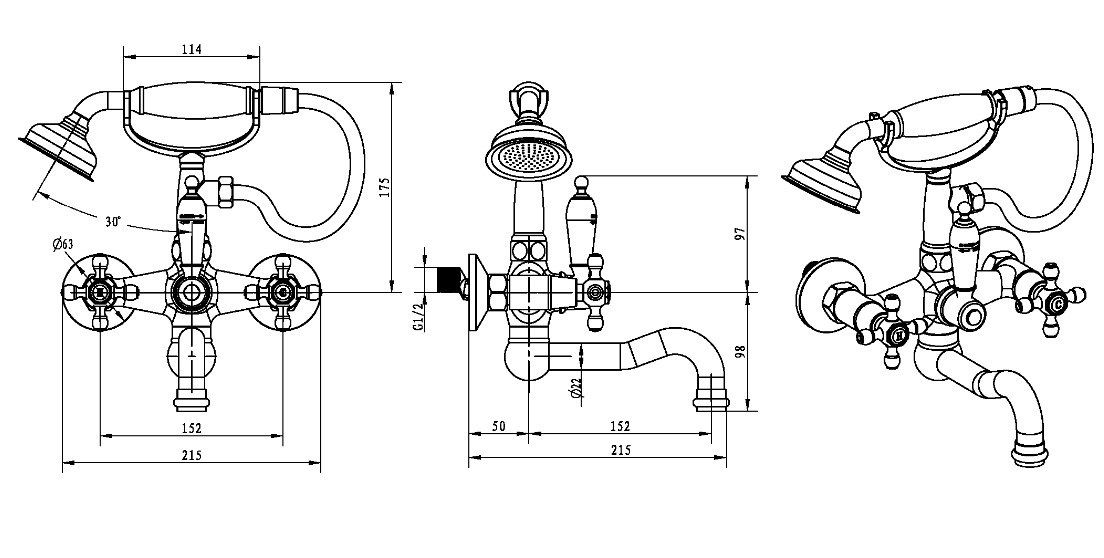 Приобрести boheme смеситель для ванны medici presente, бронза\белый 313-mr-w