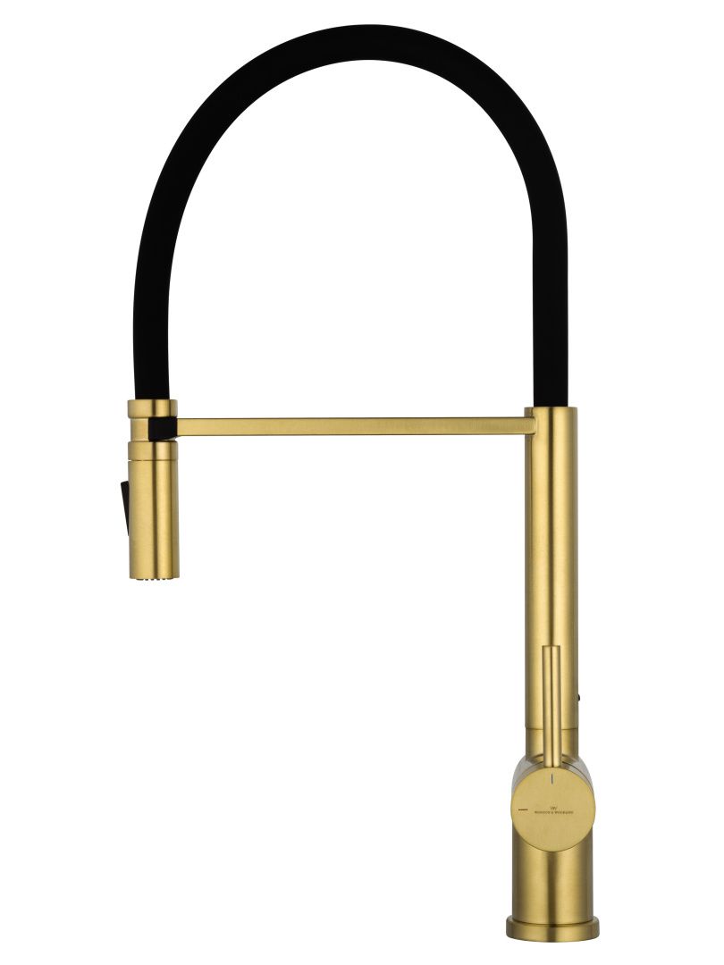 Приобрести смеситель для кухни с гибким изливом wonzon & woghand, брашированное золото (ww-88438003-bg)