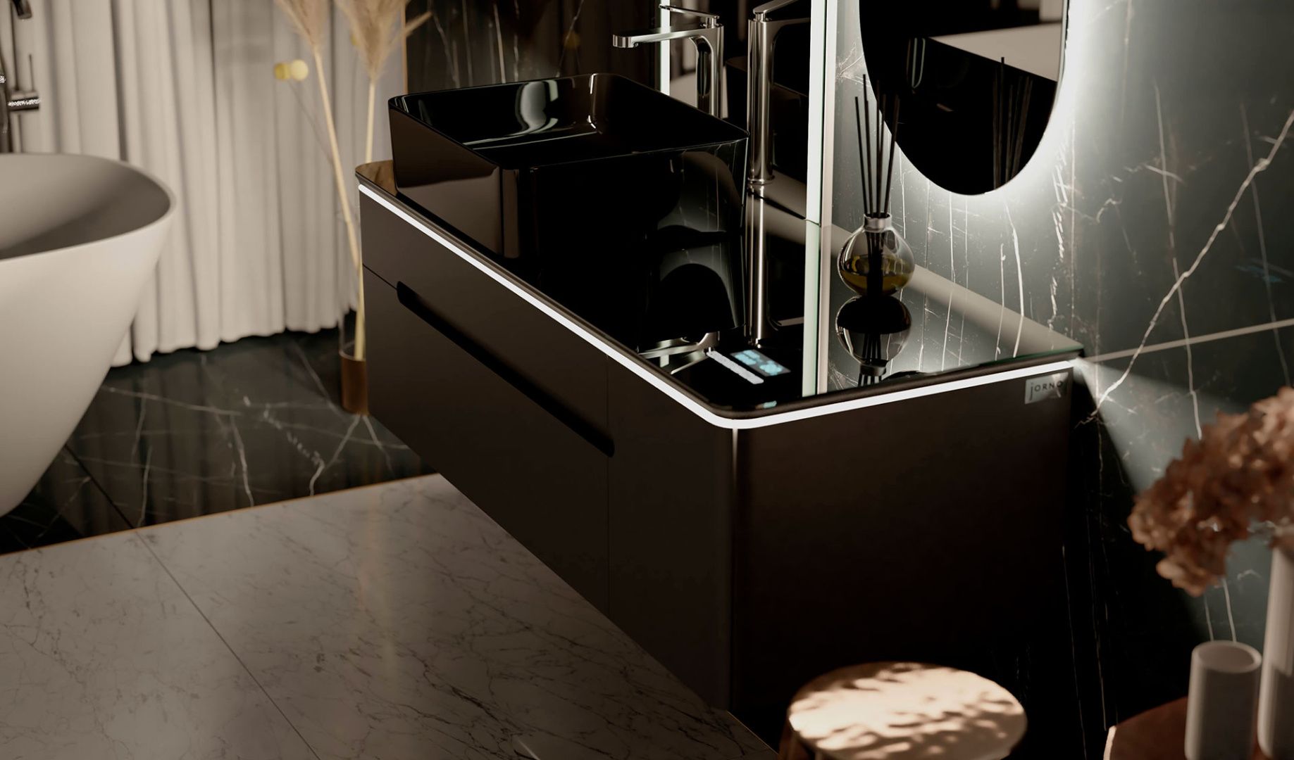 Приобрести jorno тумба подвесная shine 120 см со столешницей, bluetooth, антрацит