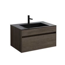 Vincea Тумба подвесная Chiara 80 см, дуб темный с черной раковиной VMC-2C800RO;VCB-13800B