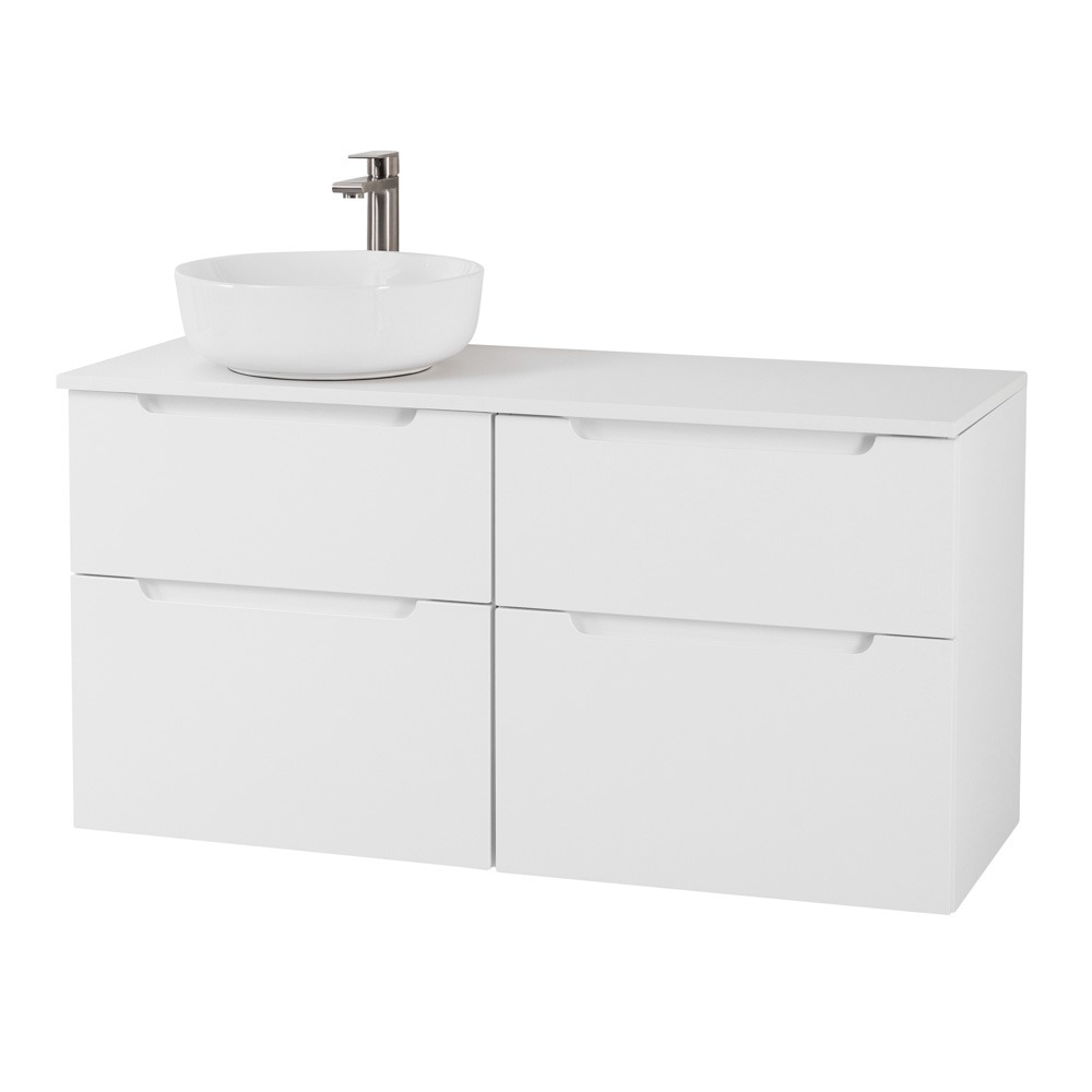 Приобрести belbagno тумба со столешницей etna-h60 120 см, подвесная bianco lucido, раковина слева