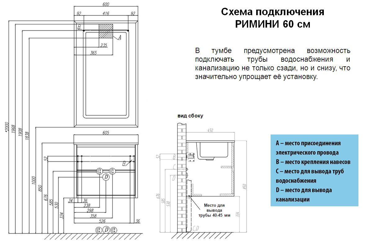 Приобрести зеркало акватон римини 60 см 1a177602rn010