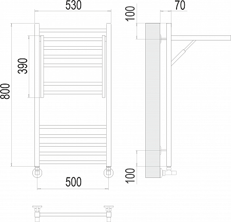 Приобрести terminus полотенцесушитель валенсия п12 50х80 см, с полкой, водяной, хром
