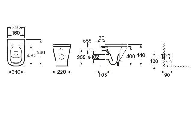 Приобрести унитаз приставной roca gap 7.3474.7.700.0