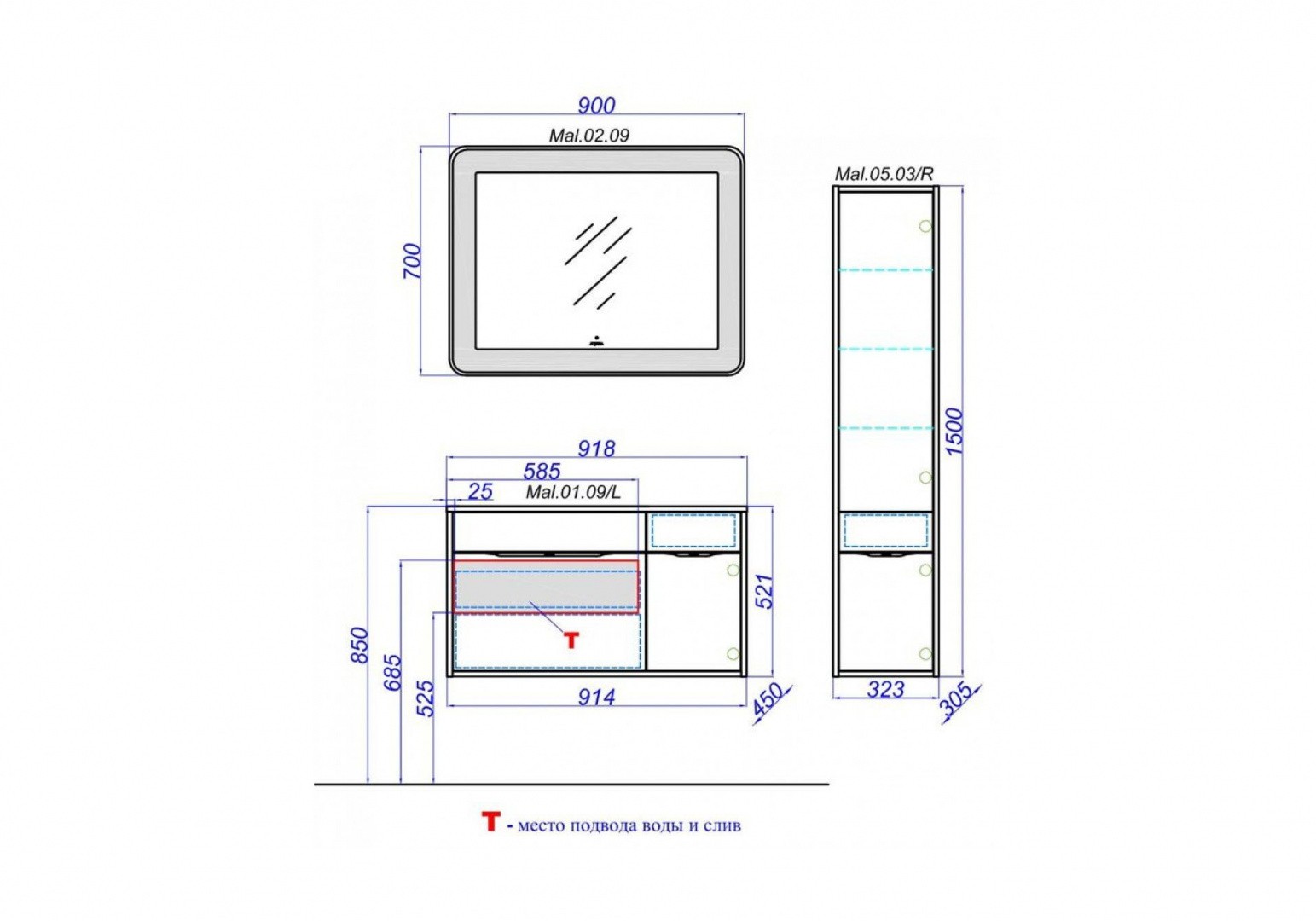 Приобрести тумба подвесная с раковиной aqwella malaga 90 см mal.01.09/l/cd, белый/крафт