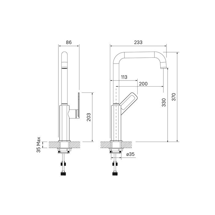 Приобрести iddis смеситель для кухни slide 370мм, черный матовый slibl00i05