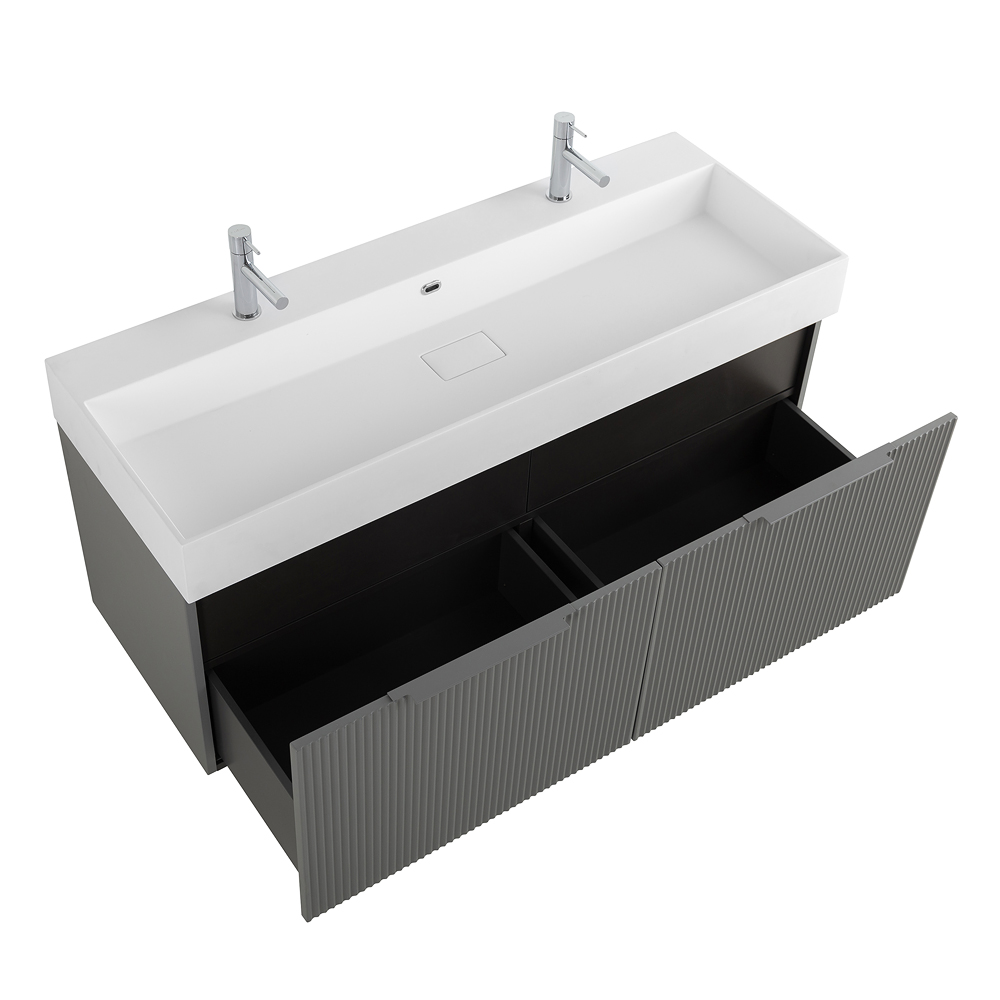 Приобрести cezares тумба подвесная с раковиной premium 120 см plisse grigio nuvola, серая 55449