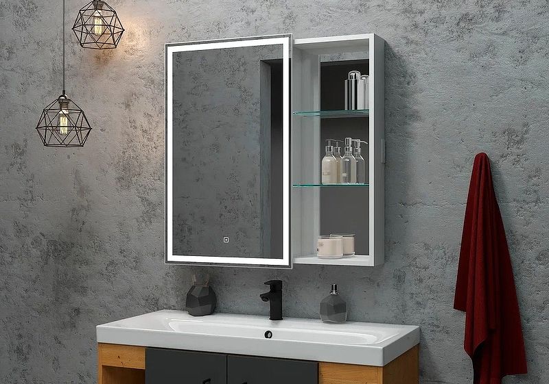 Приобрести continent зеркало шкаф с подсветкой aperio 80х80 см, сенсорный включатель, левосторонее, белое