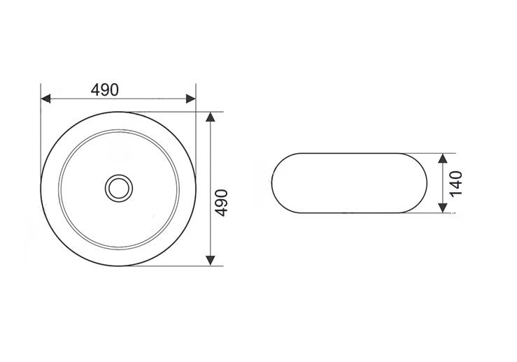 Приобрести раковина-чаша ceramalux 50 см 7031 amb, чёрный