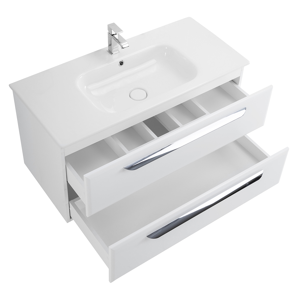 Приобрести cezares тумба подвесная с раковиной eco-cer 100 см bianco lucido, белый глянец eco-cer-1000-2c-so-bl