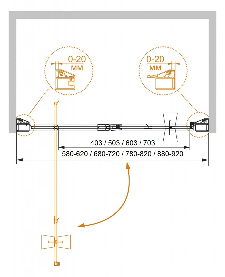 Приобрести cezares дверь душевая rosa 80x195см rosa-ba-1-80-ro-bi