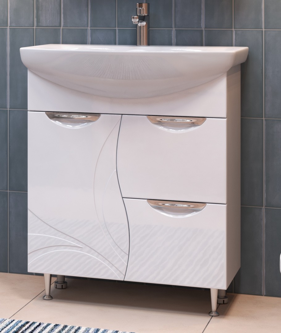 Приобрести vigo тумба с раковиной callao 70см, 2 ящика, 1 дверца, напольная, белая tn.cal.bal.70.1d.2y