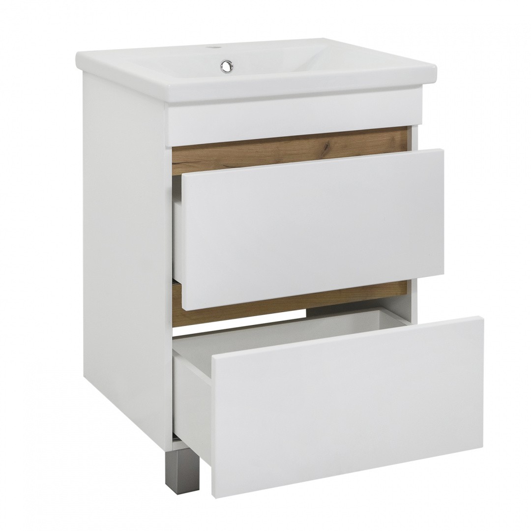 Приобрести aqua de marco тумба напольная с раковиной sydney 60см. 2 ящика