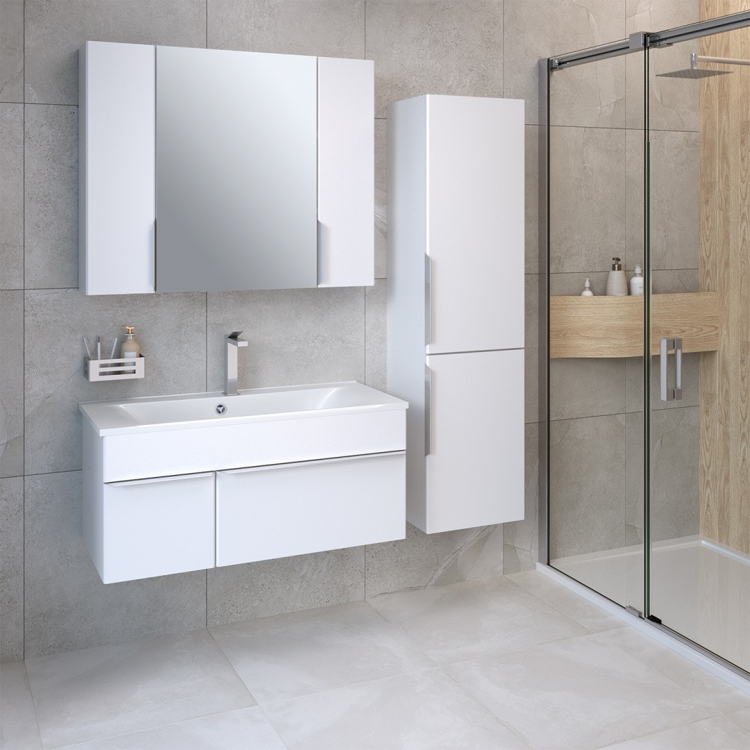 Приобрести aqua de marco тумба подвесная с раковиной axioma 100см, один ящик, белый 2100wgaxi/h; r-um-com100/1