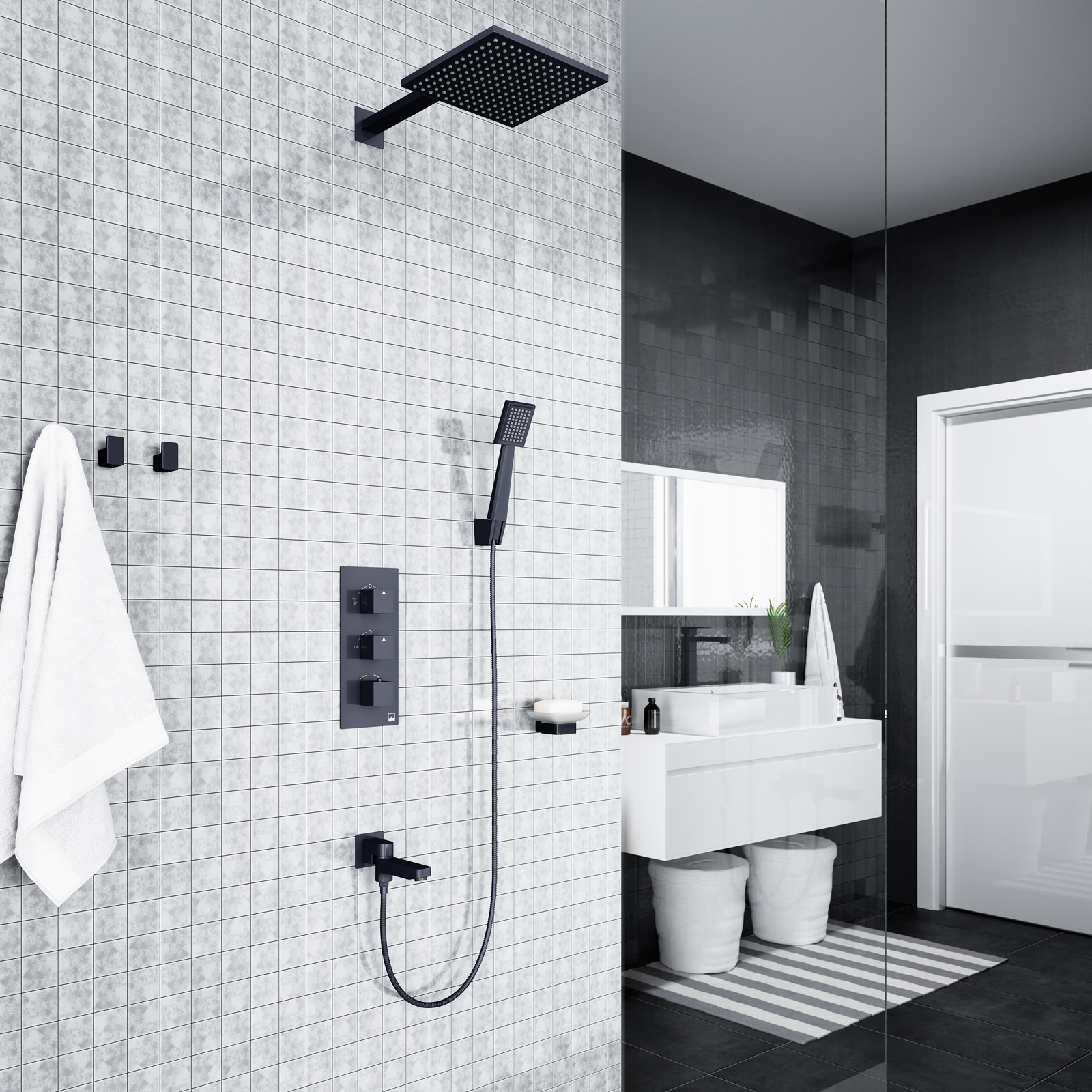 Приобрести душевая система встроенная с термостатом timo tetra-thermo sx-0199/03sm черный