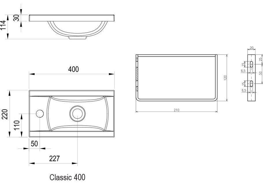 Приобрести умывальник ravak classic 40х22 см xjd01140000