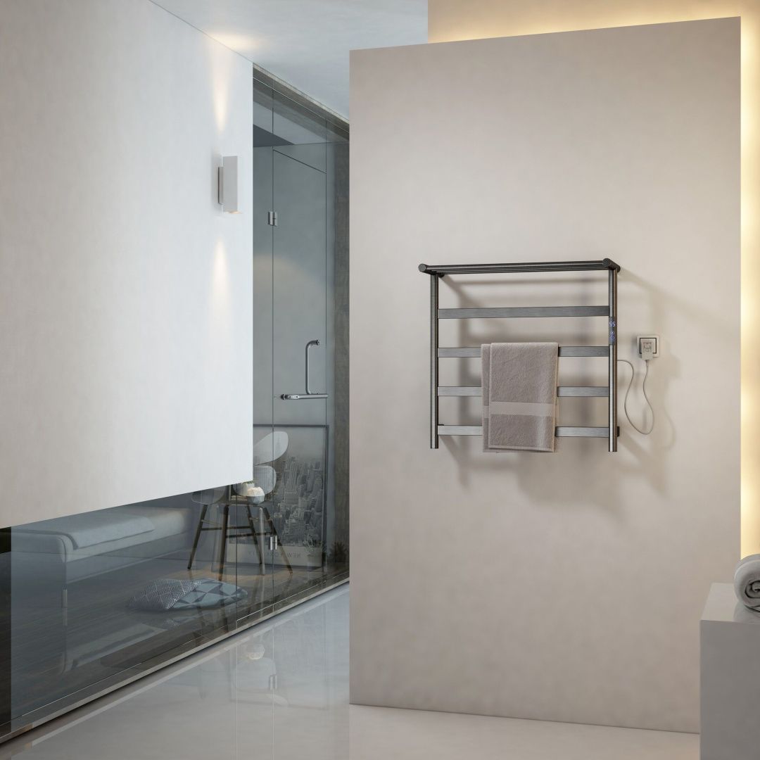 Приобрести полотенцесушитель электрический с полкой wonzon & woghand essen, темный графит (ww-a402-gm)