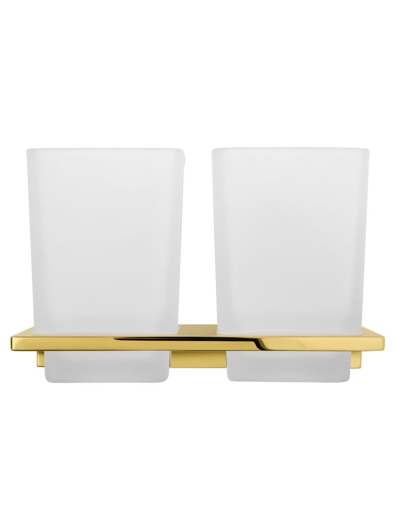 Приобрести два стакана для зубных щеток с держателем wonzon & woghand eclipse, глянцевое золото (ww-9128-lg)