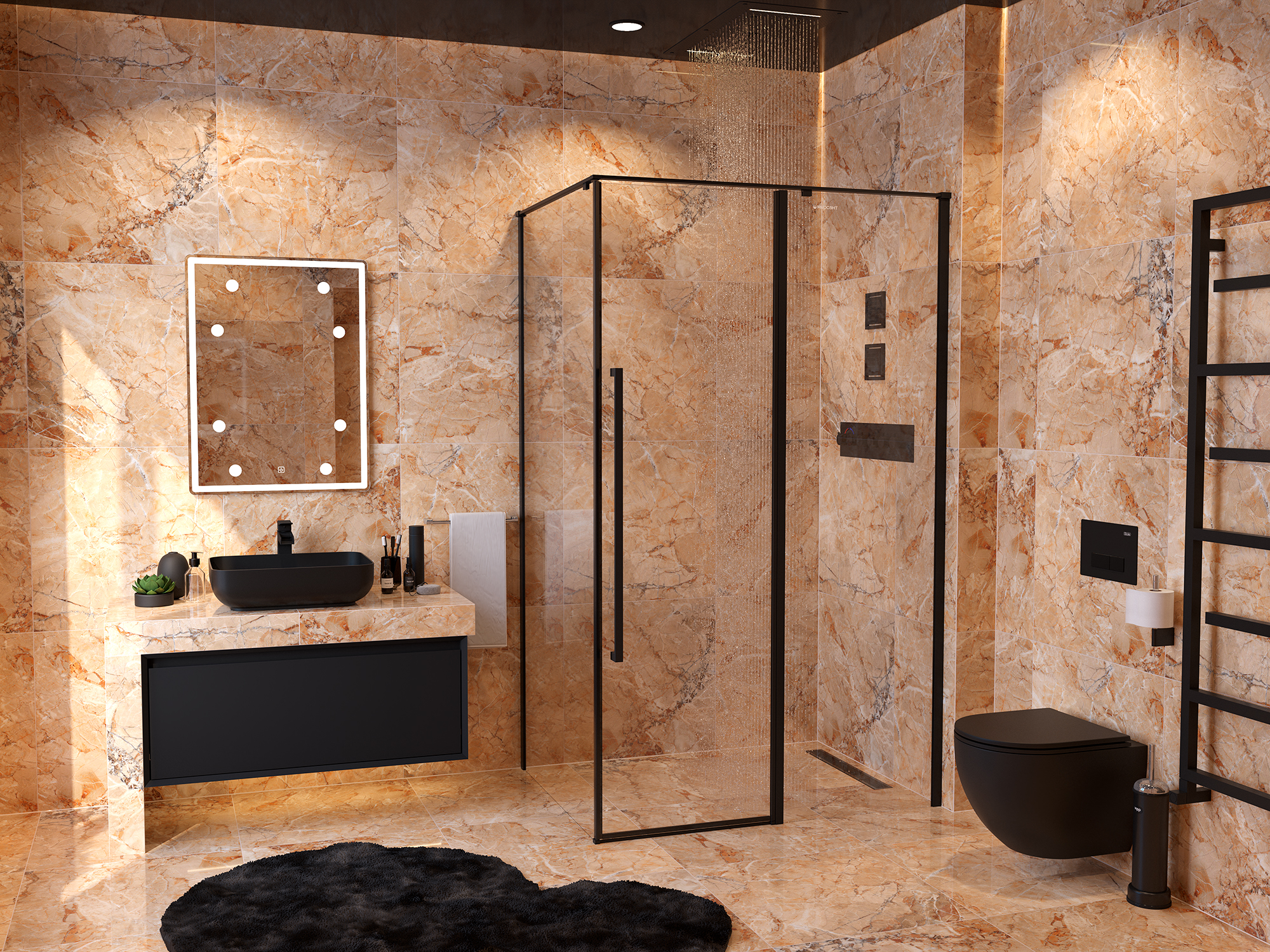 Приобрести mirsant душевое ограждение next black 100х100 см, черное ут000068763