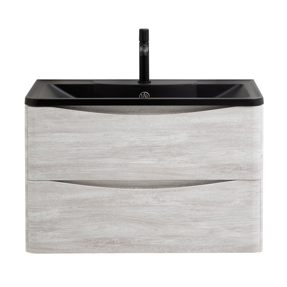 Приобрести belbagno тумба с раковиной acqua 80 см, подвесная rovere vintage bianco, чёрная раковина