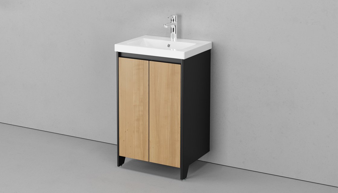 Приобрести тумба напольная с раковиной velvex klaufs 50 см tnkla.50.2d-617.217, черный/дерево