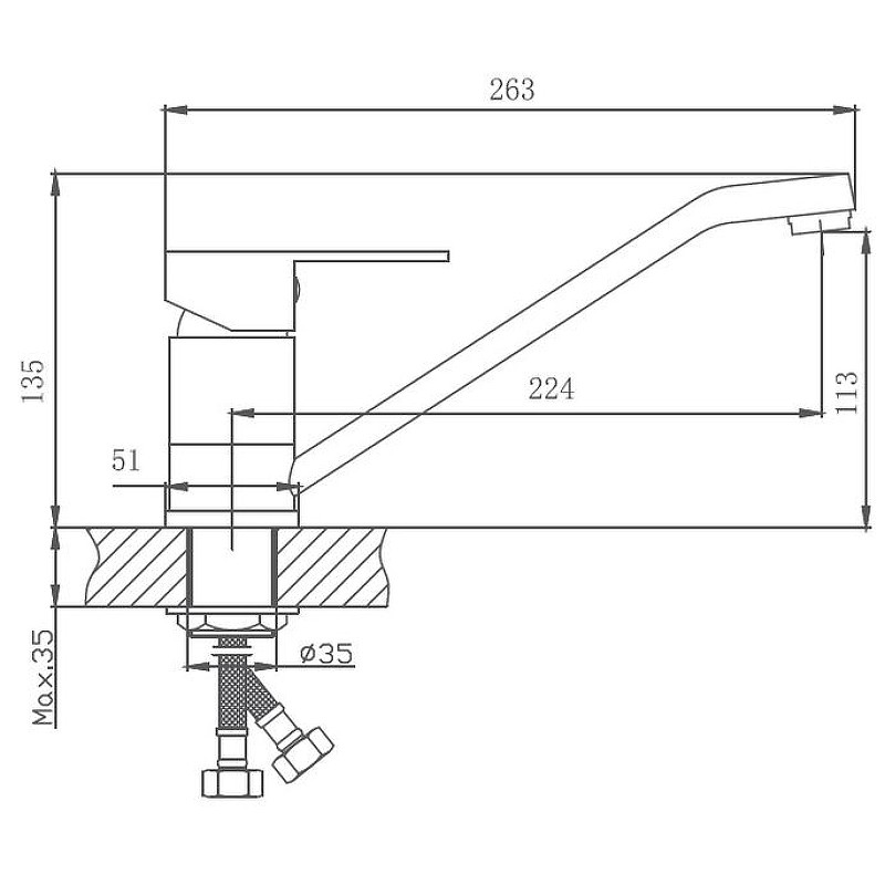 Приобрести haiba смеситель для кухни 263 мм, нержавеющая сталь hb-42802