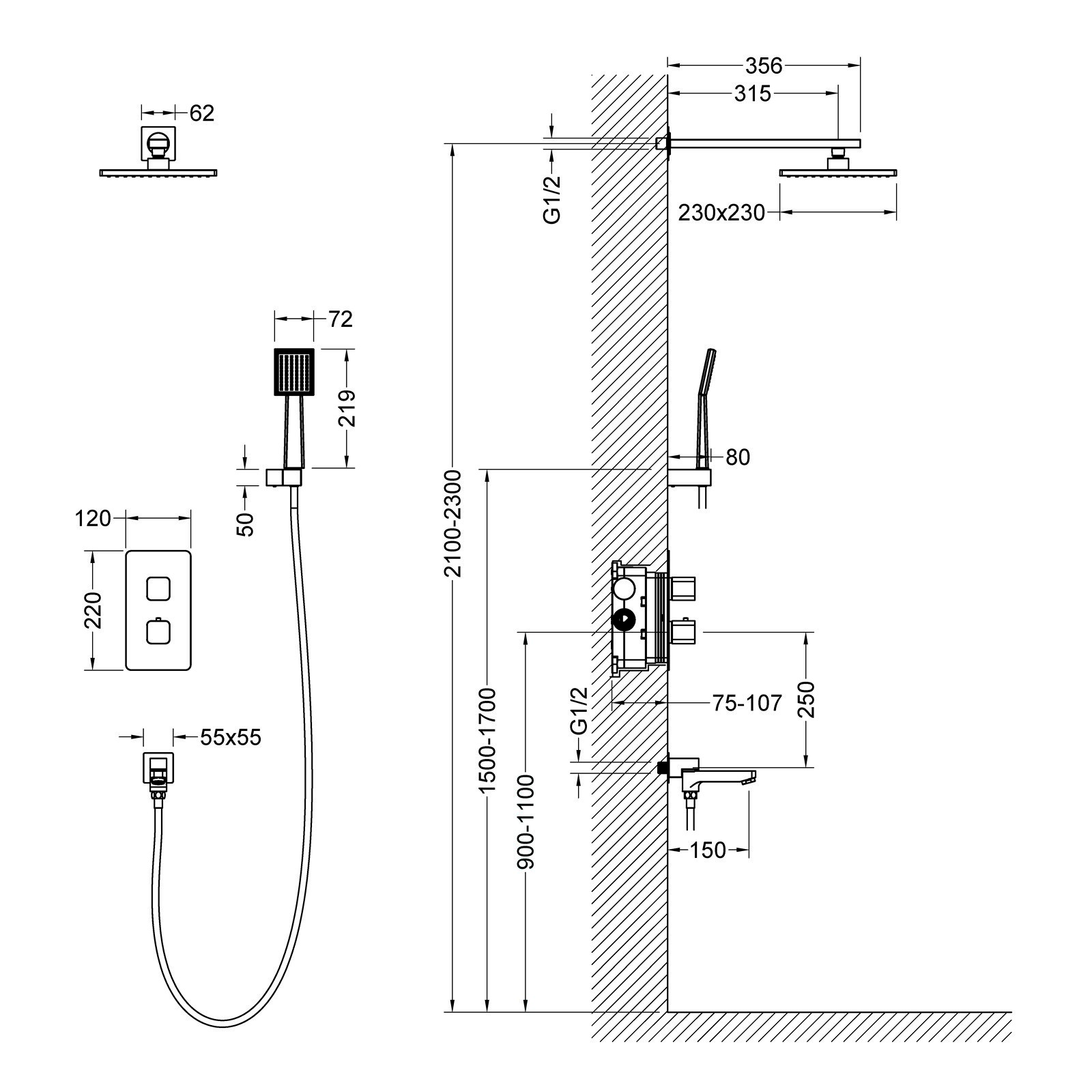 Приобрести душевая система встроенная с термостатом timo petruma sx-5049/17sm золото матовое