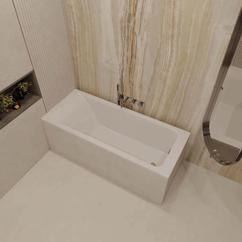 Приобрести veconi ванна из искусственного камня solita slim 150х70 см, белая глянцевая sltslim15070