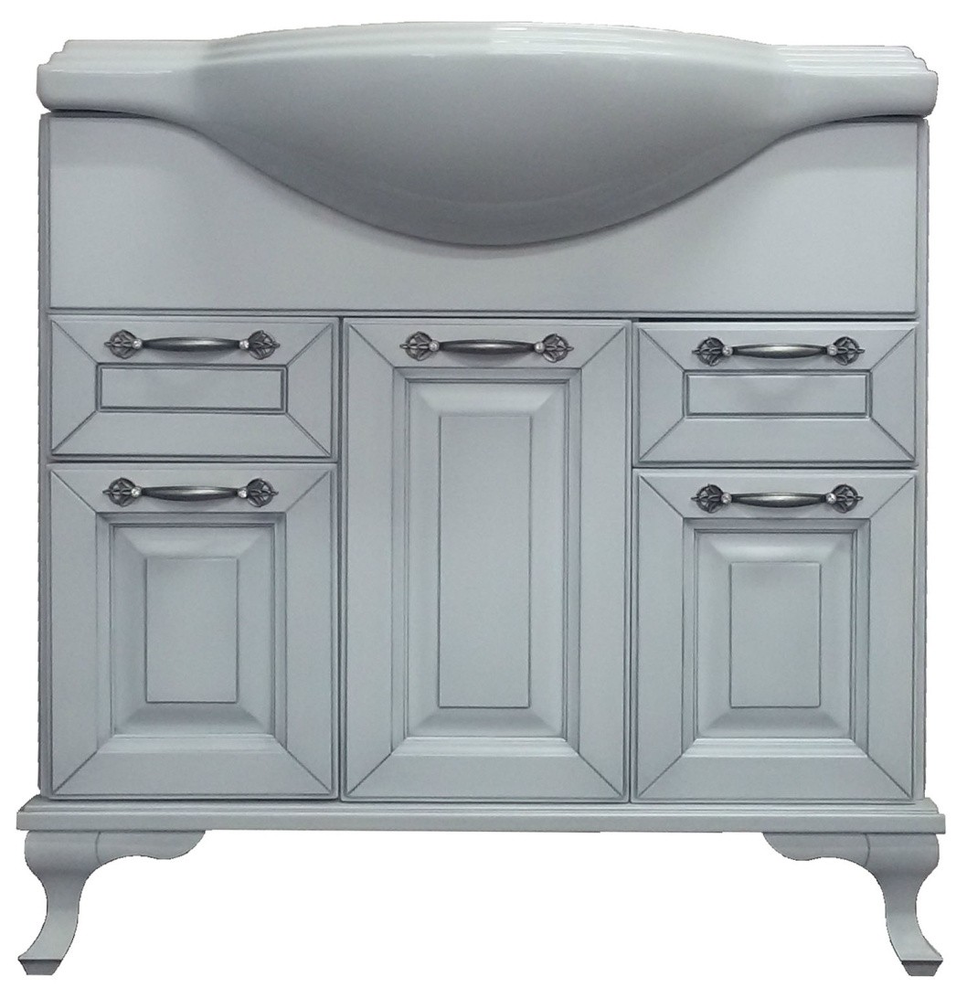 Приобрести loranto тумба напольная с раковиной пандора80 см, белое серебро, массив бук 561738.01.011