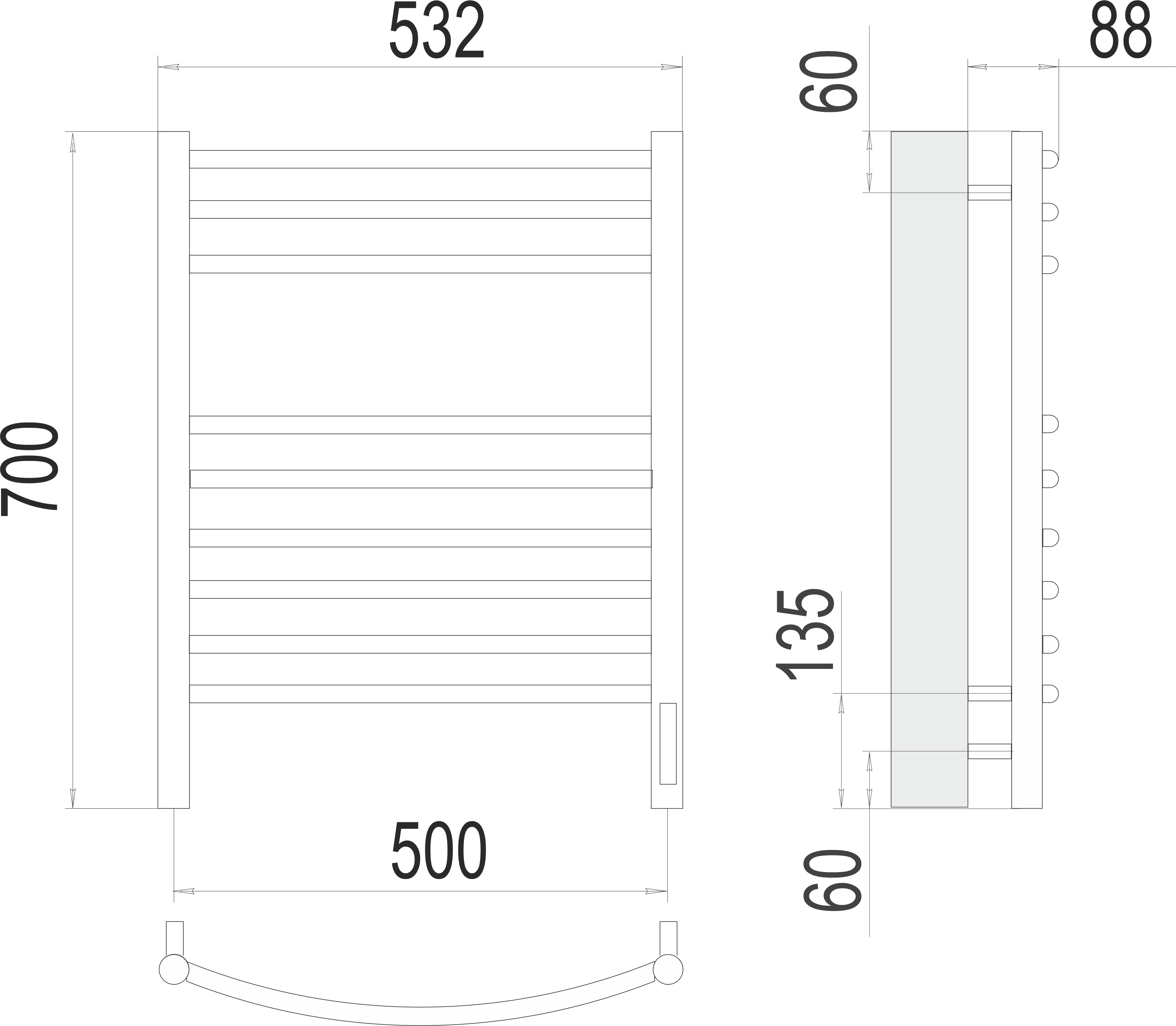 Приобрести полотенцесушитель 500х700 мм электрический terminus классик п9 4670078527356