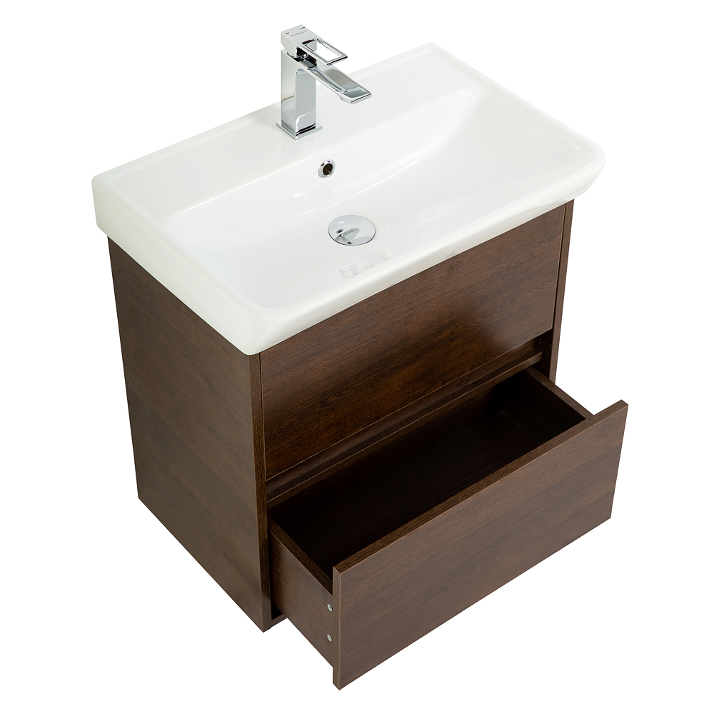 Приобрести belbagno тумба с раковиной neon 50 см, подвесная rovere scuro, белая раковина