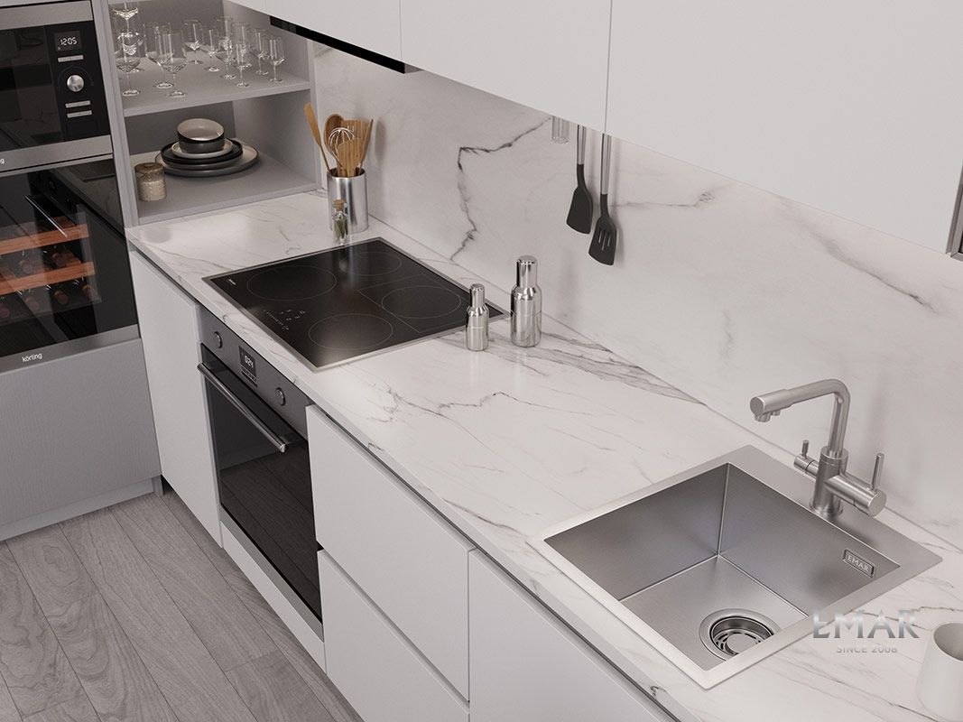 Приобрести emar кухонная мойка 41х51 см, сатин emb-128a pvd nano satine