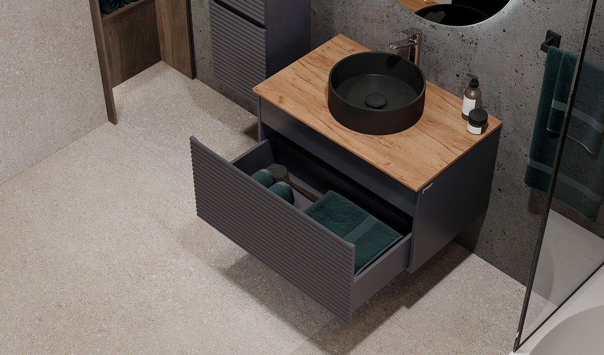 Приобрести jorno тумба подвесная cossety 80 см со столешницей, антрацит