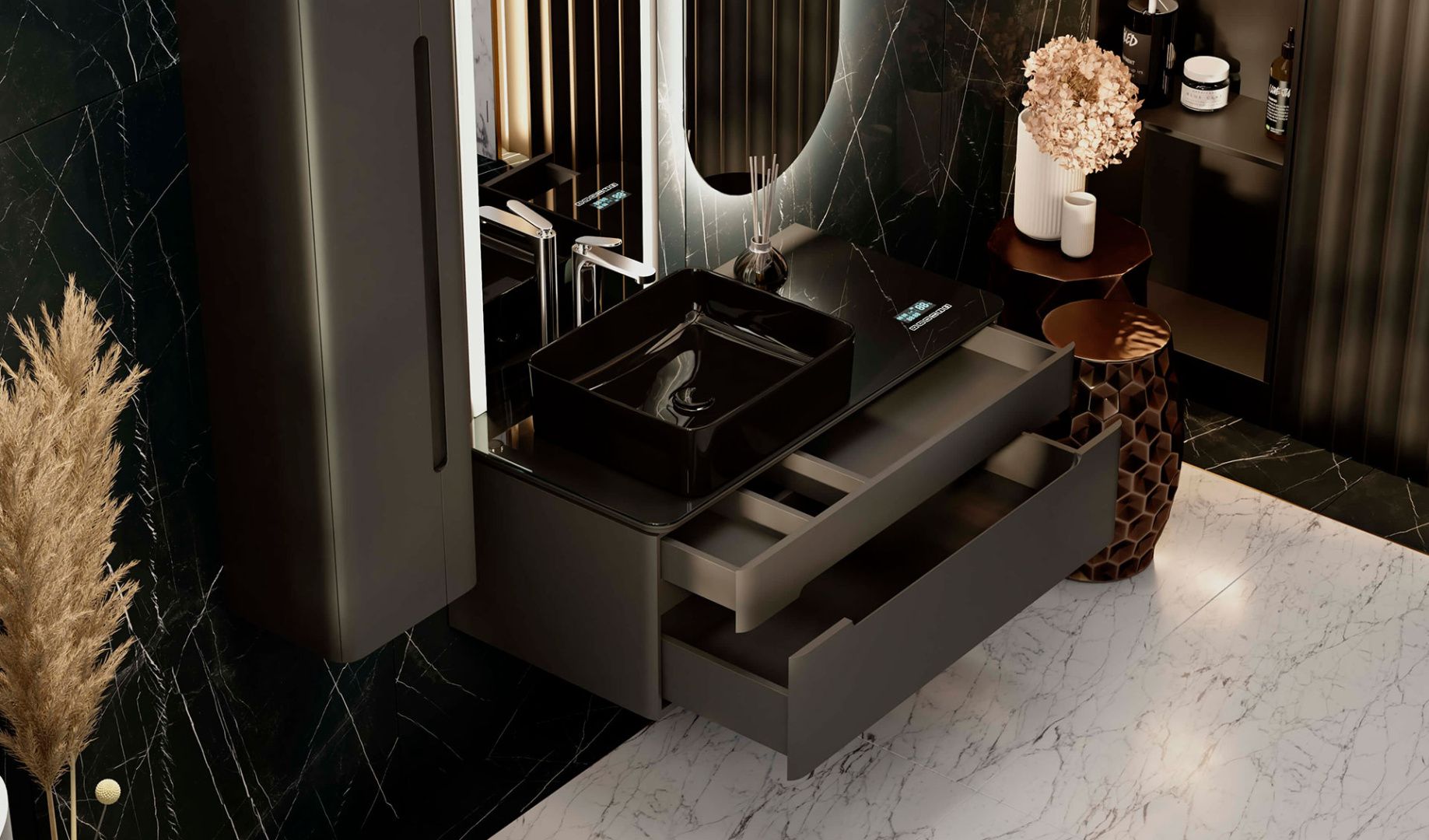 Приобрести jorno тумба подвесная shine 100 см со столешницей, bluetooth, антрацит