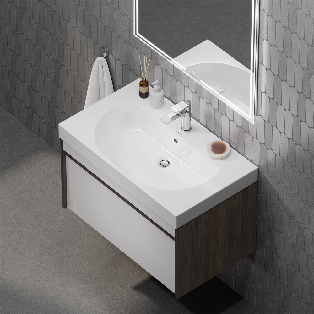 Приобрести kerama marazzi тумба подвесная с раковиной modula 80 см, арабика/белый mo.80.1+1\ar