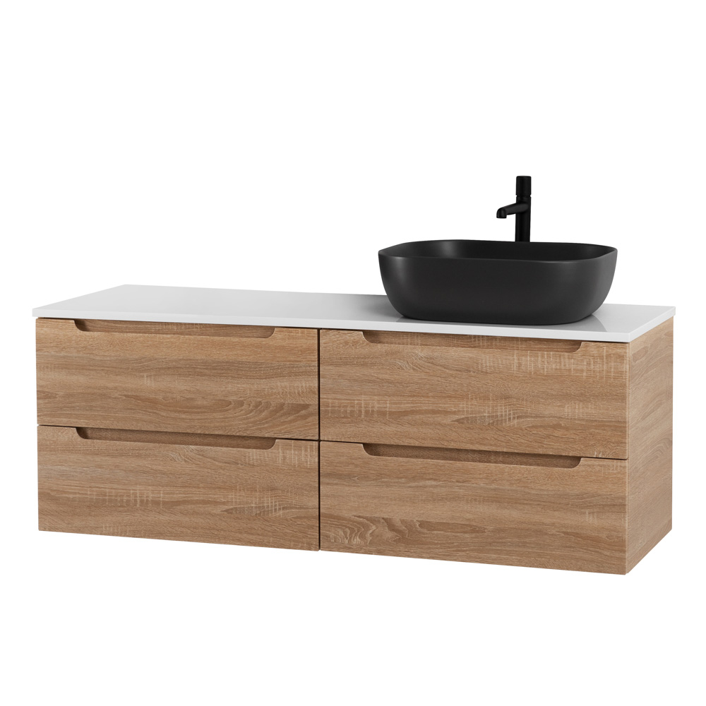 Приобрести belbagno тумба со столешницей etna 120 см, подвесная rovere bianco, раковина справа