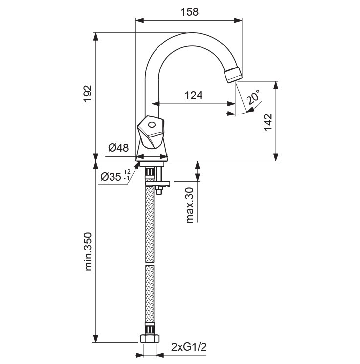 Приобрести ba358aa vidima life смеситель для умывальника, система облегченного монтажа easyfix, трубчатый поворотный излив 124 мм, угол поворота 360˚