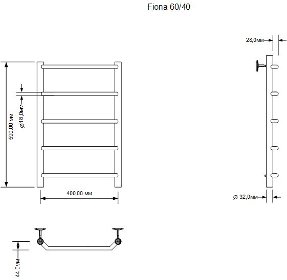 Приобрести aquanet полотенцесушитель электрический fiona 60х40 см тэн справа