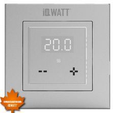 IQWATT Электронный терморегулятор IQ THERMOSTAT D серебристый металлик , Ж\К экран